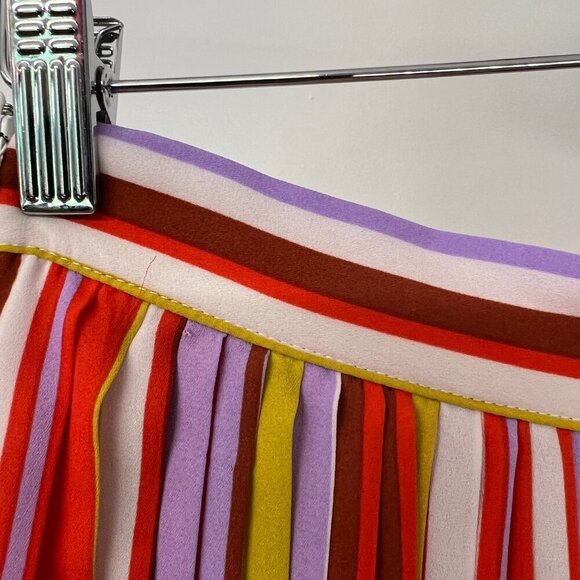 Forever 21 Contemporary Colorful Stripe Pleated Midi A-Line Skirt Sz L - Picture 14 of 15